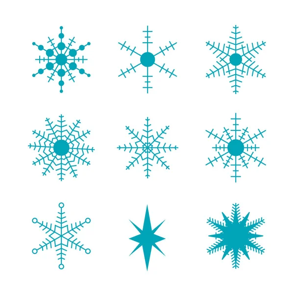 Schöne Schneeflockensymbole Einfaches Schnee Logo Wintersymbole Für Webdesign Vektorillustration — Stockvektor