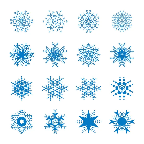 Belle Icone Fiocco Neve Logo Neve Semplice Simboli Invernali Web — Vettoriale Stock