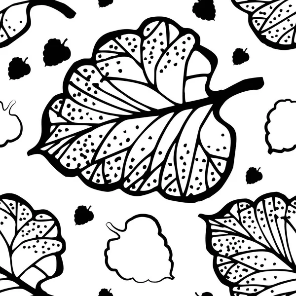 Patrón Hoja Doodle Fondo Inconsútil Primavera Imitación Dibujada Mano — Vector de stock