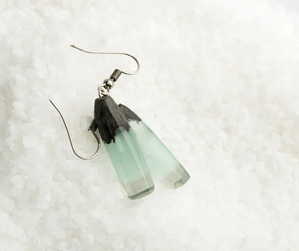 Earrings with Wood and Crystal