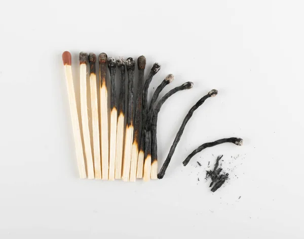 Burned Matches or Match Sticks — Stock Photo, Image