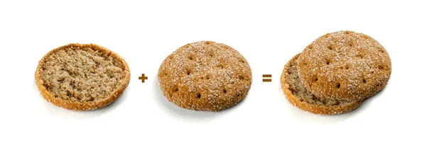 ライ麦と小麦粉の2つの丸いパンとゴマの種子トップビュー — ストック写真