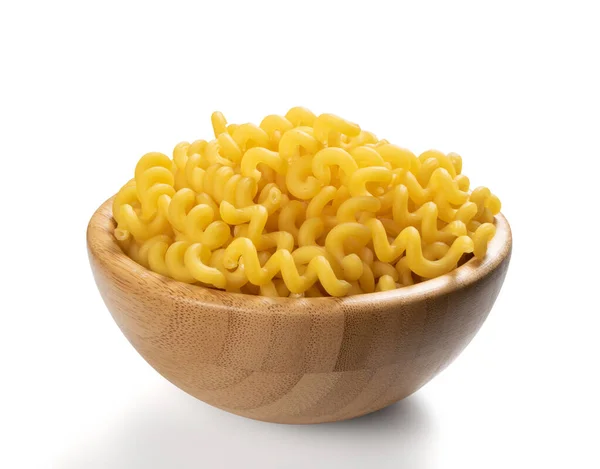 Raw yellow cavatappi pasta isolated on white background — Stock Photo, Image