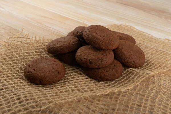 Soft Chocolate Butter Cookies With Chocolate Filling on Table — Stock Photo, Image