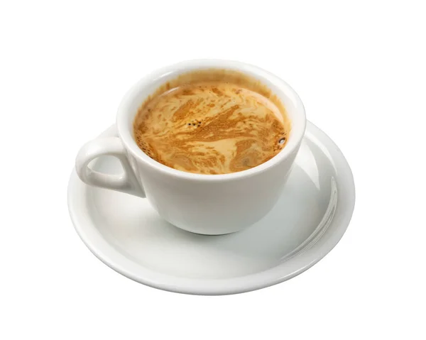 Sıcak Kahve Fincanı Yukarıdan Beyaz Arkaplan Görünümü 'nde izole edildi — Stok fotoğraf