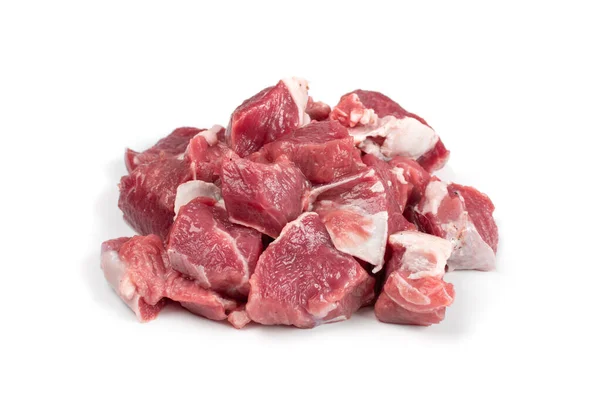 Raw Chopped Lamb Tenderloin Fillet, Diced Mutton Meat — Stok Foto