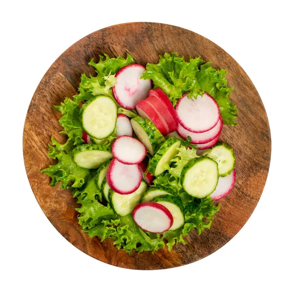 Salada de rabanete de primavera com pepino ou salat rústico simples — Fotografia de Stock