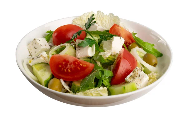 Yunan Salatası, Horiatiki veya Feta Peynirli Köy Salatası — Stok fotoğraf