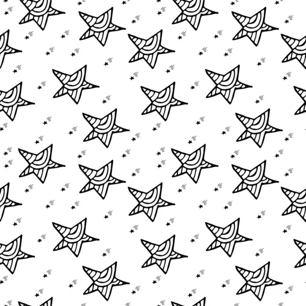 Ręcznie rysowane Kreatywne wektorowe Ikony Gwiazd Bezszwowy wzór izolowany — Wektor stockowy