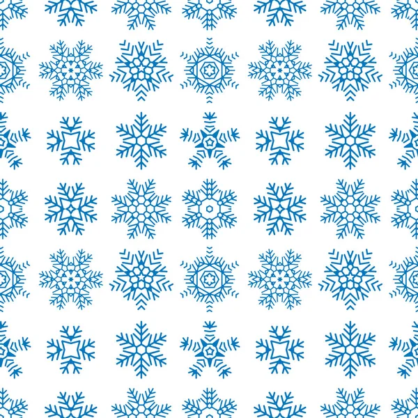 Snow icon or snowflake logo seamless pattern on white background — Stock Vector
