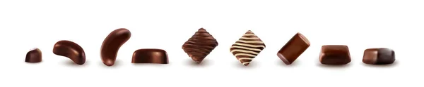 Collection de chocolats vectoriels 3d isolés sur fond blanc — Image vectorielle