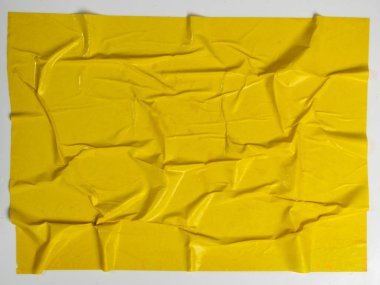 Creases Yüzey Grunge Efektli Sarı Yapıştırılmış Kağıt Dokusu