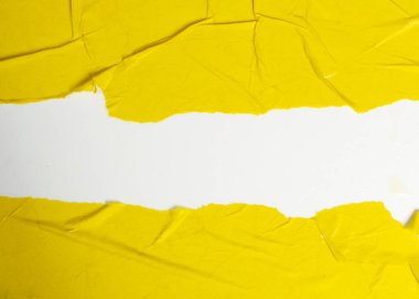 Creases Yüzey Grunge Efektli Sarı Yapıştırılmış Kağıt Dokusu