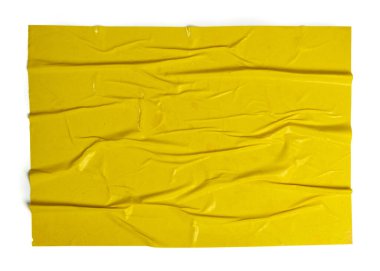 Creases Yüzey Grunge Efektli Sarı Yapıştırılmış Kağıt Dokusu