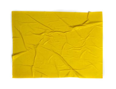 Creases Yüzey Grunge Efektli Sarı Yapıştırılmış Kağıt Dokusu