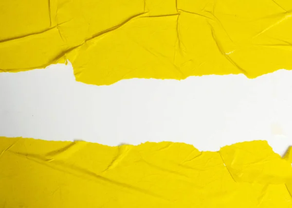 Geel gelijmd papier textuur met Creases Oppervlakte Grunge Effect — Stockfoto