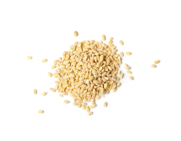 Heap av Pearl Barley isolerad på vit bakgrund närbild — Stockfoto