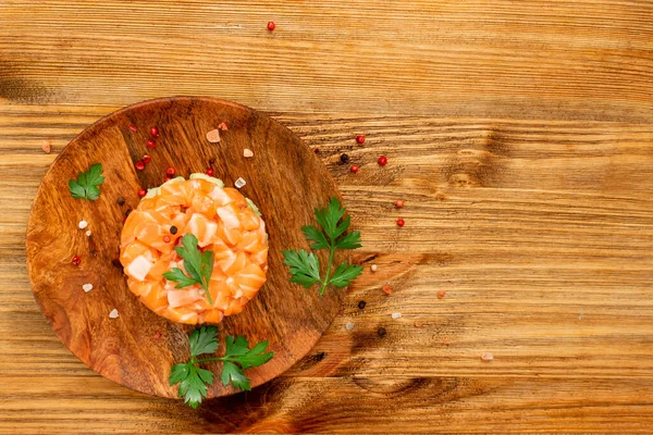 Raw Salmon Tartare, Trout Tartar or Red Fish Tatar — Stock Photo, Image