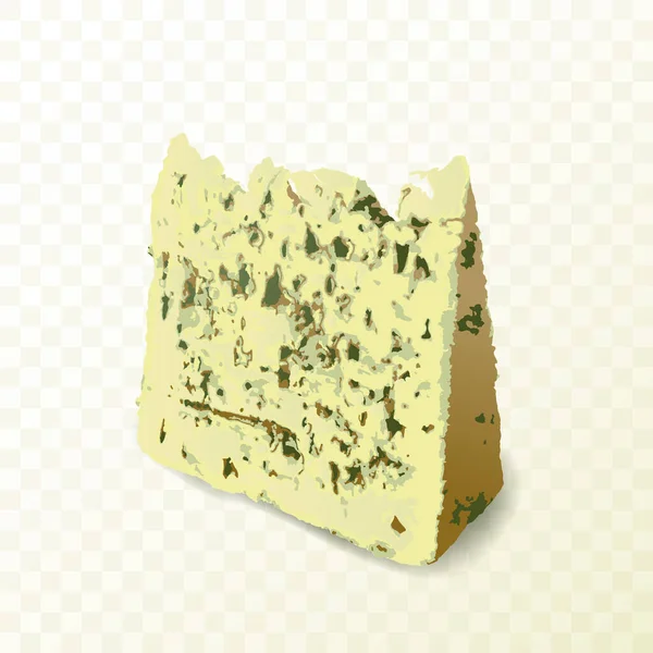 Piece of Blue Mold Cheese on White Background Close Up — Stockvektor