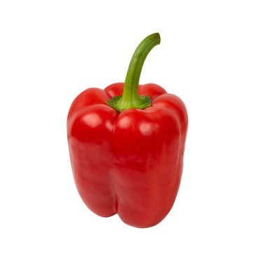 Paprika ya da kırmızı biber, kırpma yolu olan beyaz arka planda izole edilmiş. Dolmalık biber ya da İspanyol biberi.