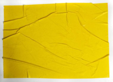 Creases Yüzey Grunge Efekti ve Metin Yerleştirilmiş Sarı Yapıştırılmış Kağıt Dokusu