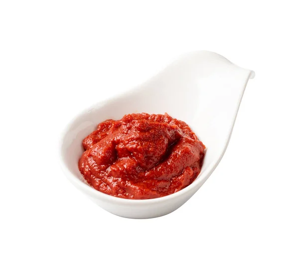 Ketchup Splash Salsa Pomodoro Barca Salsa Isolato Sfondo Bianco Con — Foto Stock