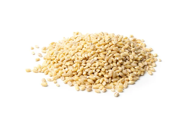 Heap Pearl Barley Isolated White Background Close Raw Dry Pearled — Stock Photo, Image