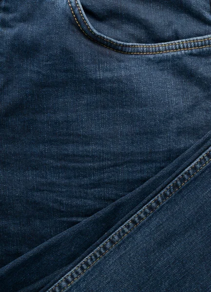 New Dark Blue Jeans Texture Background Close Indigo Denim Fabric — Stock Photo, Image