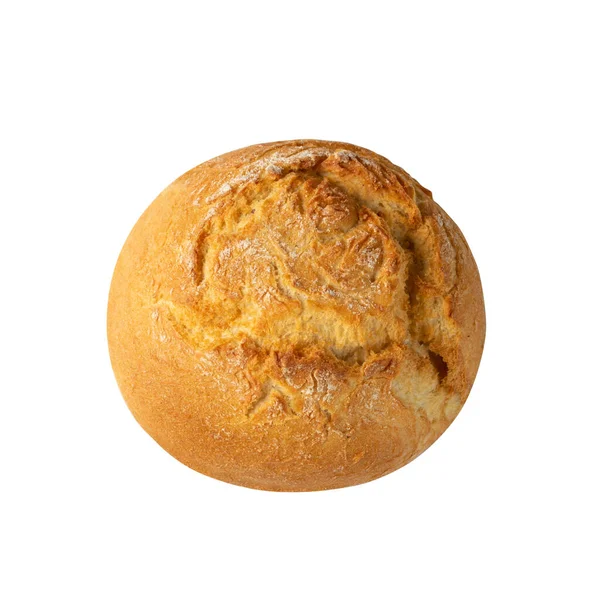 Een Gouden Tarwebroodje Geïsoleerd Witte Achtergrond Met Knippad Ronde Glutenvrije — Stockfoto