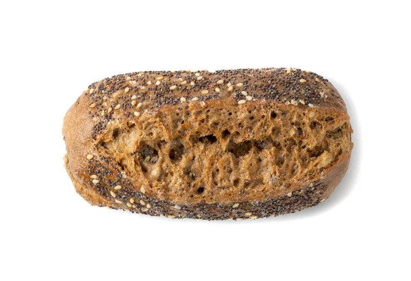 Huisgemaakt Vers Gebakken Traditioneel Graanbrood Geïsoleerd Witte Achtergrond Top View — Stockfoto