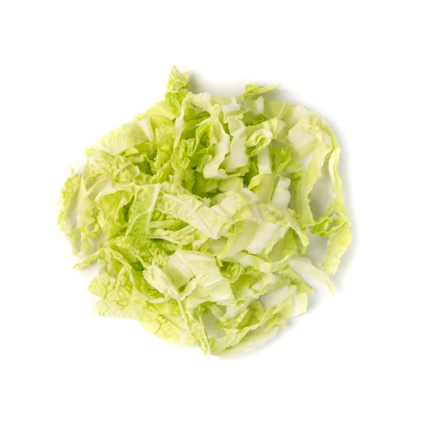 Heap of Chopped Chinese Cabbage, Napa Cabbage or Wombok Isolated on White Background. Fresh Green Sliced Cabbage Salat — Stock Image Heap Chopped Chinese Cabbage Napa Cabbage Wombok Isolated White Background Stock Photo