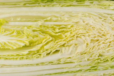 Çin lahanasının yarısı, Napa lahanası ya da Wombok desenli arka plan. Taze Yeşil Dilimlenmiş Lahana Salata Deseni