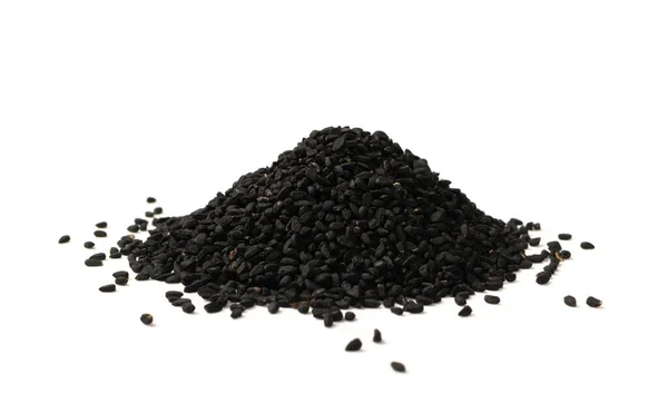 Schwarzkümmel Oder Schwarzer Kümmel Würzig Samen Isoliert Auf Weißem Hintergrund — Stockfoto