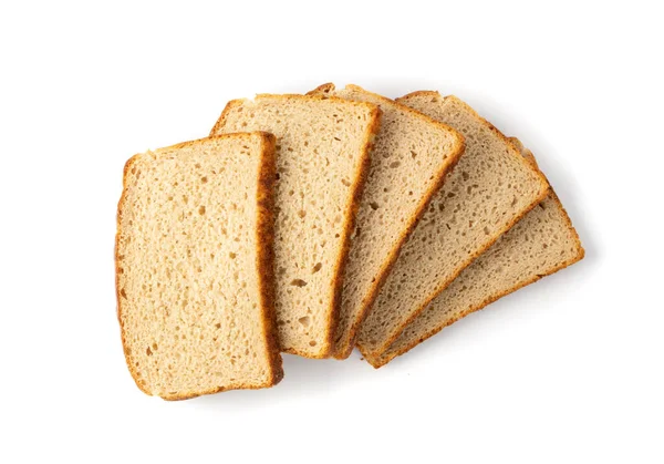 Tradycyjny Chleb Krojony Izolowany Białym Tle Widok Góry Kwadratowy Kawałek — Zdjęcie stockowe