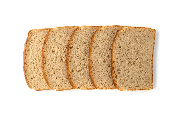 Traditionelles Brot Scheiben Isoliert Auf Weißem Hintergrund Von Oben Quadratisches — Stockfoto