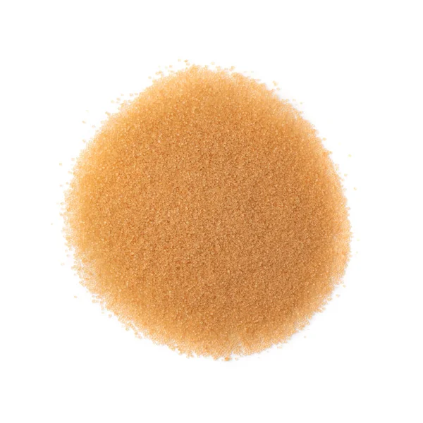 Pile Brown Sugar Isolated White Background Raw Unrefined Cane Sugar — Stock Photo, Image