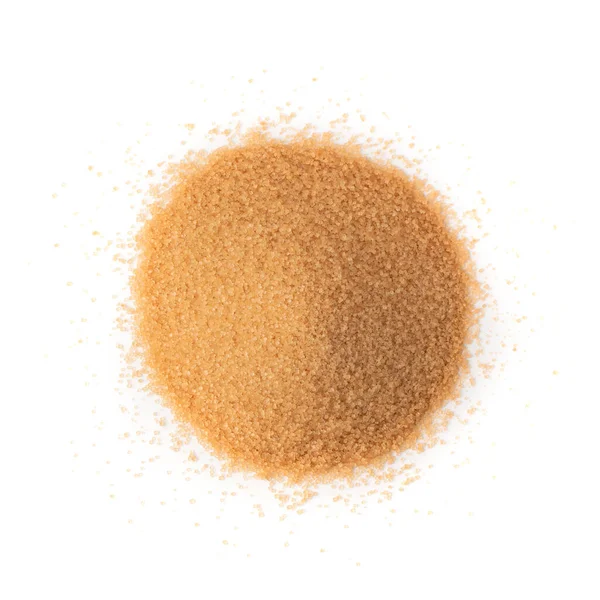 Pile Brown Sugar Isolated White Background Raw Unrefined Cane Sugar — Stock Photo, Image