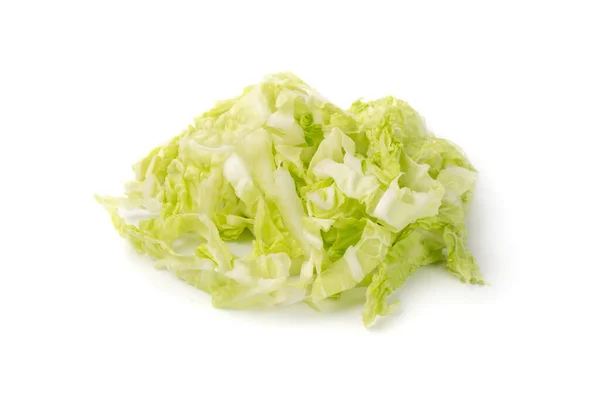 Heap of Chopped Chinese Cabbage, Napa Cabbage or Wombok Isolated on White Background. Fresh Green Sliced Cabbage Salat — Stock Image Heap Chopped Chinese Cabbage Napa Cabbage Wombok Isolated White Background Stock Photo