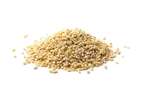 Heap Pearl Barley Isolated White Background Close Raw Dry Pearled — Stock Photo, Image