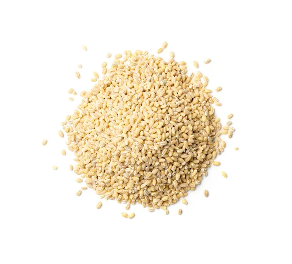 Heap Pearl Barley Isolated White Background Close Raw Dry Pearled — Stock Photo, Image