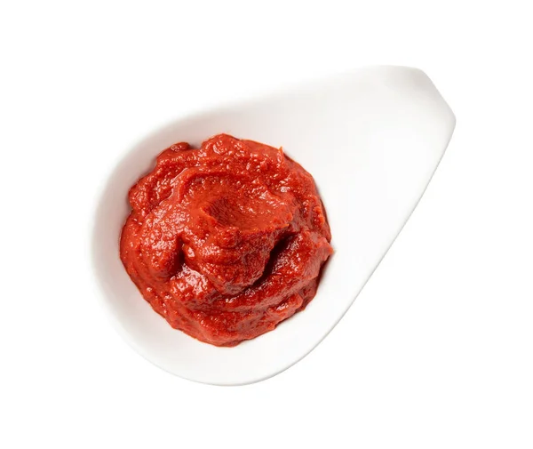 Ketchup Splash Sauce Tomate Dans Bateau Sauce Isolé Sur Fond — Photo