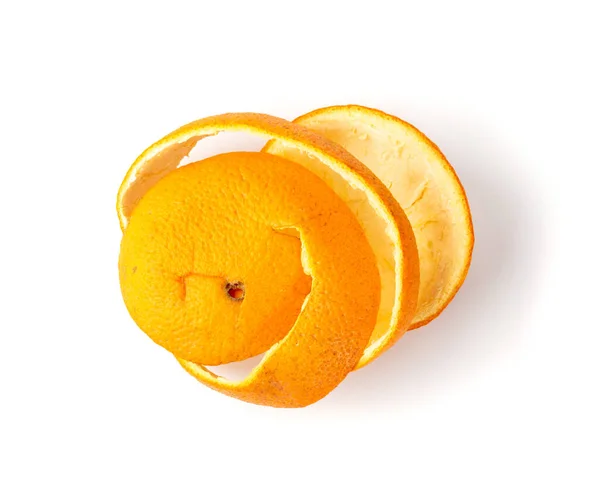 Peau Orange Sèche Isolée Sur Fond Blanc Zeste Photographié Avec — Photo