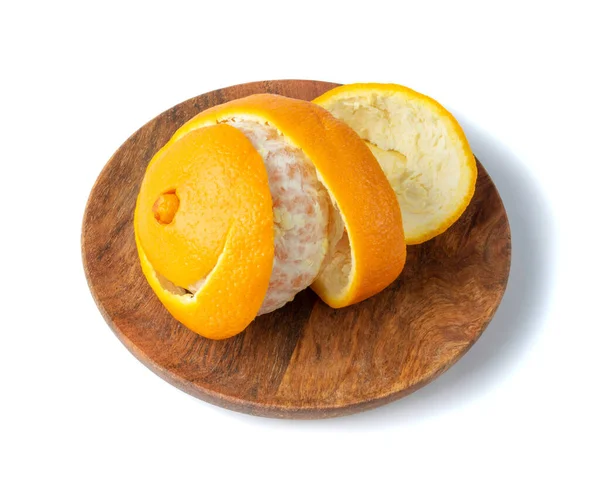 Trockene Orangenschale Isoliert Auf Weißem Hintergrund Zitruskork Mit Natürlichem Licht — Stockfoto
