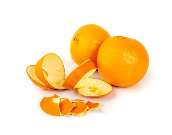 Dry Orange Peel Isolated White Background Zest Photographed Natural Light — Stock Photo, Image