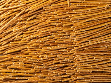 Fotokopi alanı ile tuz çubukları dokusu arka planı. Tuzlu çubuk kraker düz döşeme şekli, Grissini duvar kağıdı veya ince ekmek kalıpları modeli