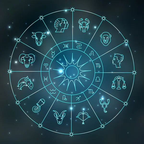 Ζωδιακός κύκλος με πινακίδες αστρολογία — Διανυσματικό Αρχείο