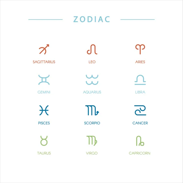 Simboli zodiacali isolati — Vettoriale Stock