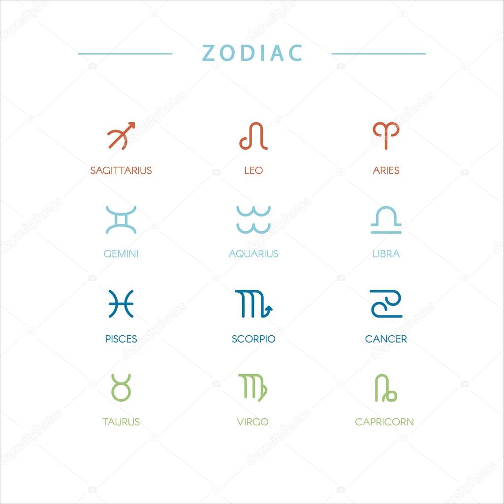 Zodiac symbols isolated