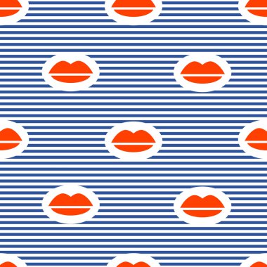 Fashion pattern with lips  clipart