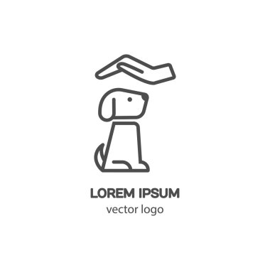 Bir köpek ile çizgi stili logo türü şablonu